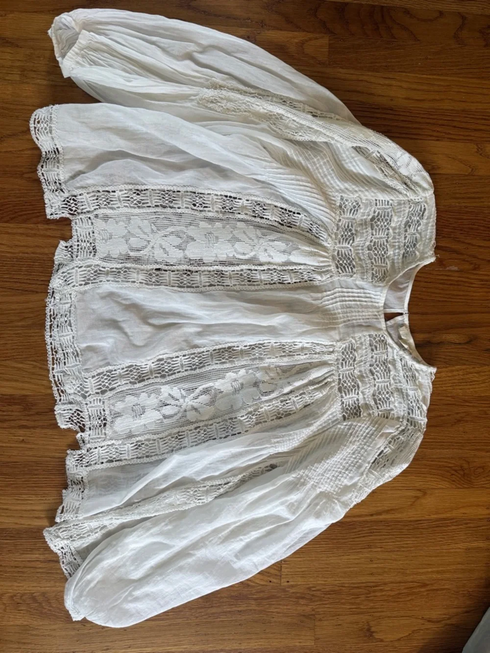 White Lace Crochet Peasant Blouse - Picture 1 of 4